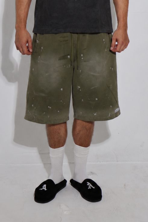 OLIVE DISTRESSED SHORTS